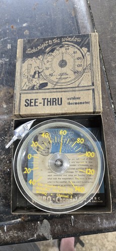 Indoor Outdoor Round Thermometer Vintage Harry Volkman NBC Chicago