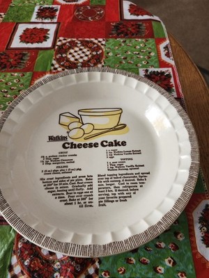 Vintage Watkins Cheese Cake Recipe Ceramic Baking Dish, 1981