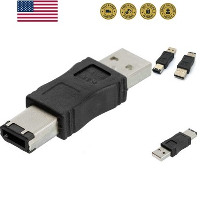 Firewire IEEE 1394 6 Pin Male to USB A Male Convertor Jack M/M Adapter