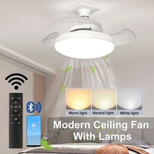 LED Ceiling Fan Light Dimmable Chandelier Lamp Living Room With Remote Control