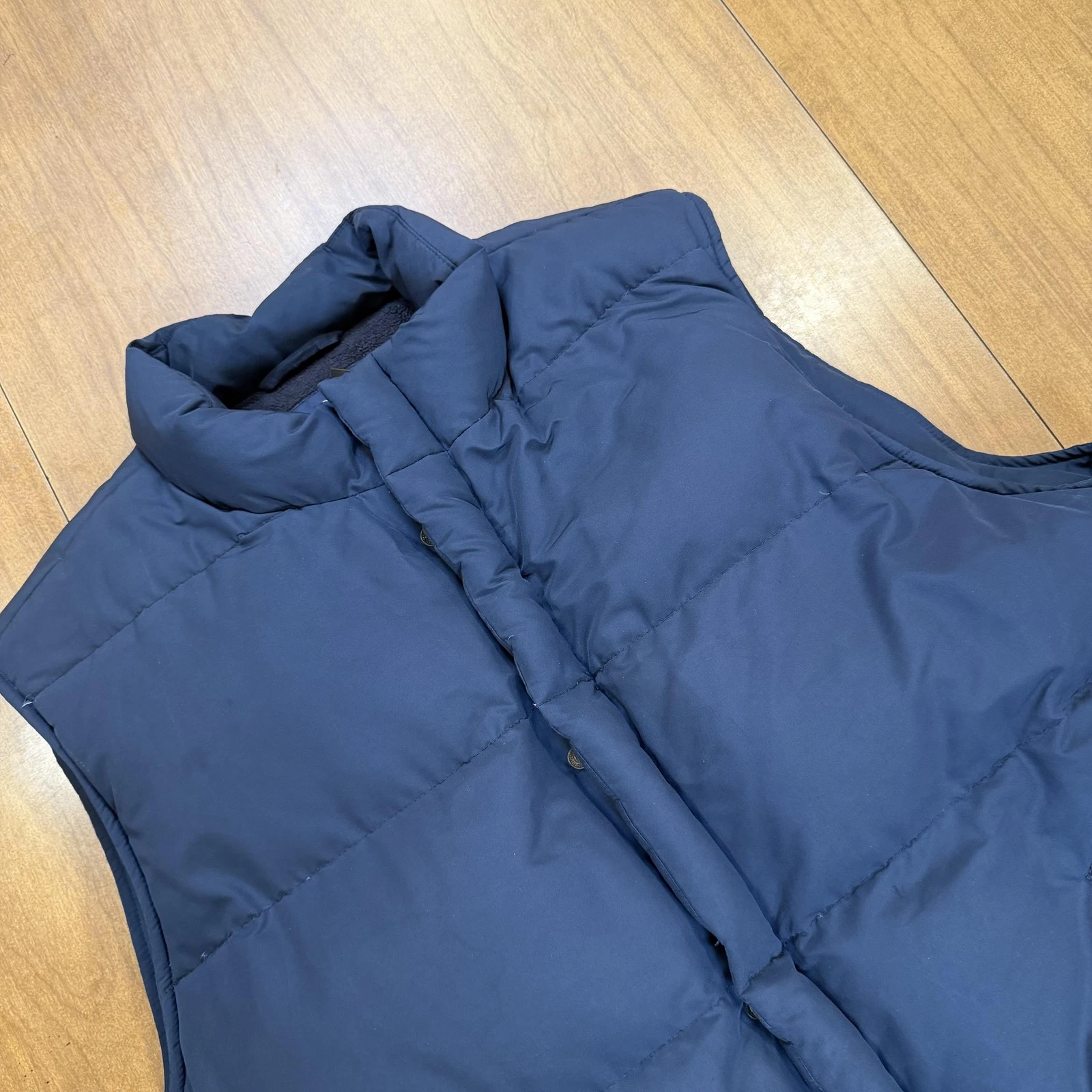 Brooks Brothers Vest Mens XL Blue Quilted Down Polartec Fleece Lined Outdoor