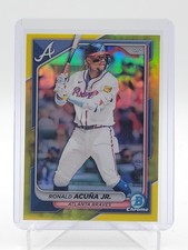 RONALD ACUNA JR 2024 BOWMAN CHROME YELLOW REFRACTOR #29 /75 BRAVES Q5369