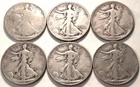 Lot (6) Better Date Walking Liberty Half Dollars 1916 D 1938 D 1919DS Silver 50C