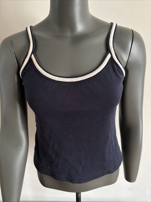 MNG Navy Junior Tank Top With Contrasting Neckline & Straps Size L See Photos