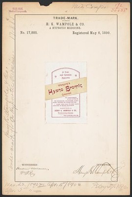 Photo:H K Wampole Co Hypno Bromic Compound Trademark 1890 Medicine Print