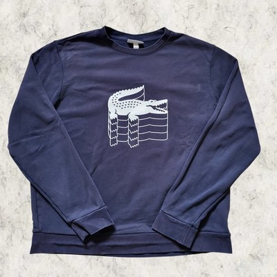Lacoste Sweatshirt Herren XL Marineblau Groß Krokodil Logo Rücken Streetwear Premium