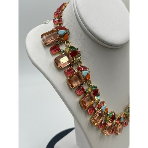 J. Crew Cluster Multicolor Emerald Crystals Jewel-Tone Collar Statement Necklace - Picture 9 of 12