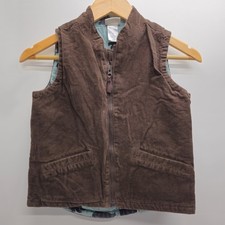 Hatley Youth Vest Brown Corduroy Black Bear Reversible Zip-Up Size 7
