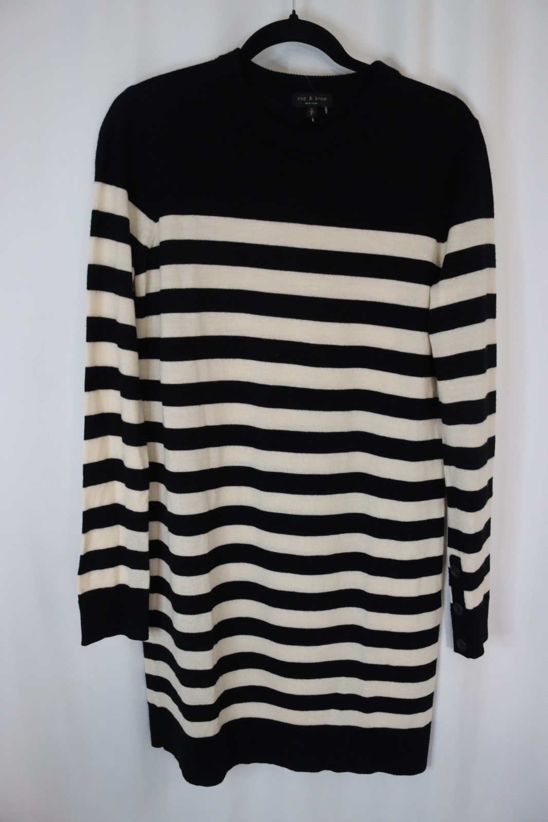 Rag and Bone Small Black White Stripe Dress Long Sleeve (44)
