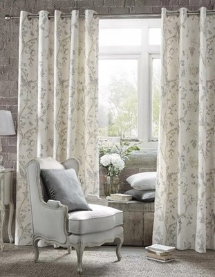 Laura Ashley Creme & Taubengrau Sommerpalast 90 x 90 Gefüttert Vorhänge Ösen