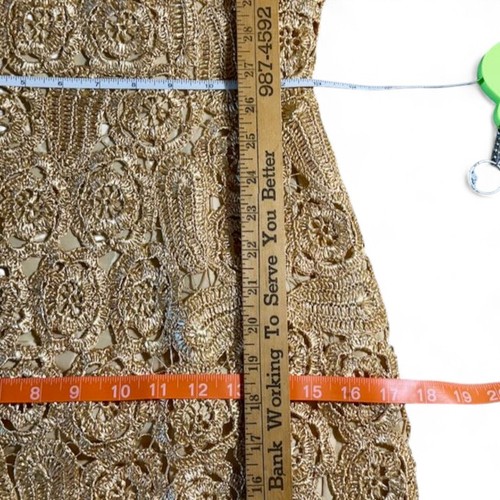 Vintage Raffia Crochet Sheath Dress Woven Italian Tan Lined Scalloped 1950s S 6 - Picture 16 of 17