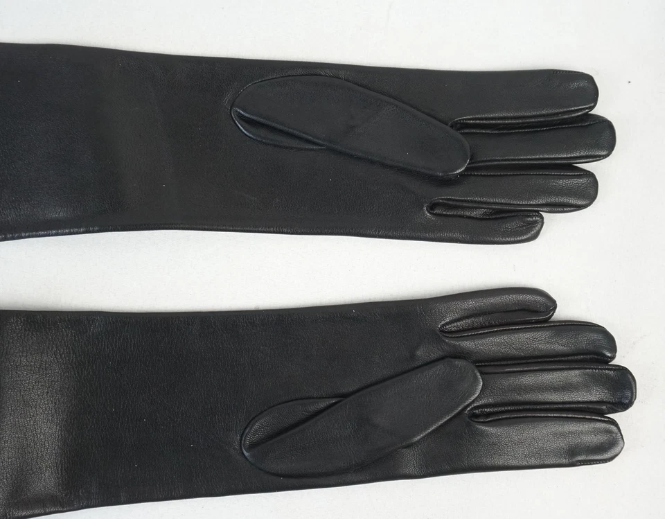 Guante largo de cuero para mujer Cornelia James Elodie hasta el codo en negro - talla 7 Foto 3 de 4