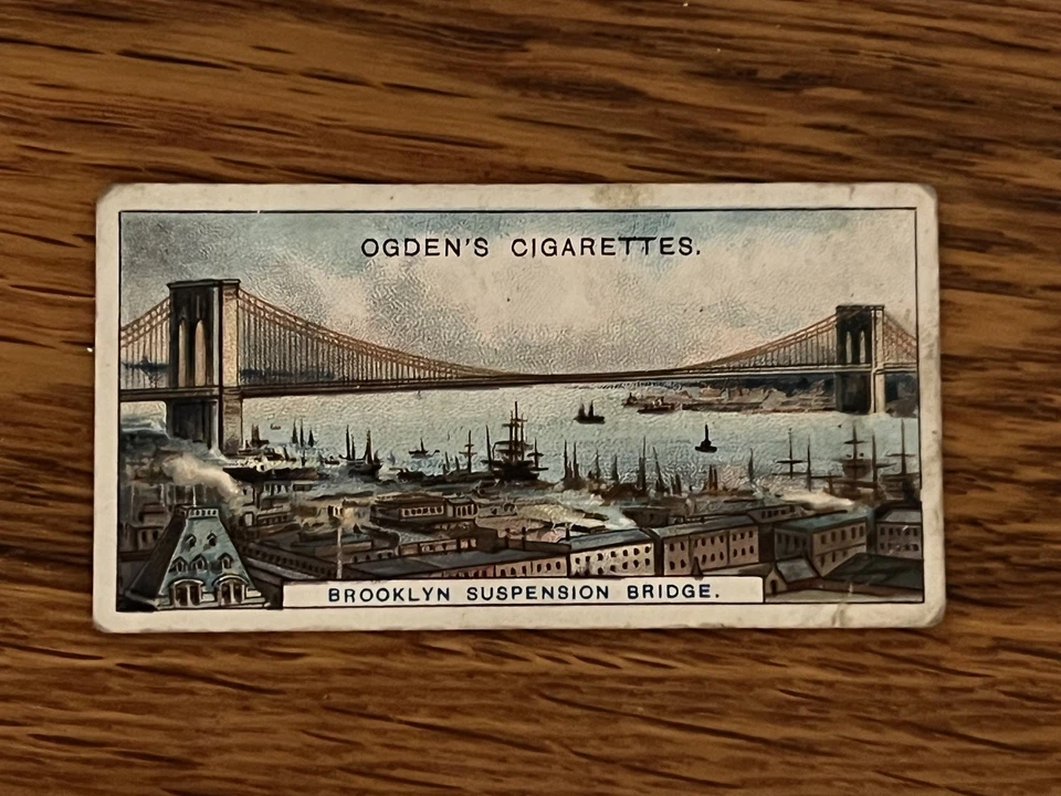 Tarjeta de cigarrillo Brooklyn Bridge-rara/original 1908 Ogdens Records of the World #14 Foto 3 de 4