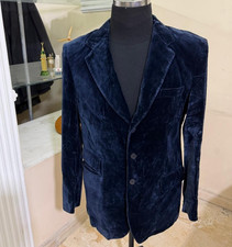 Vintage Classic 100 cotton velvet blue 3 button jacket blazer 42R