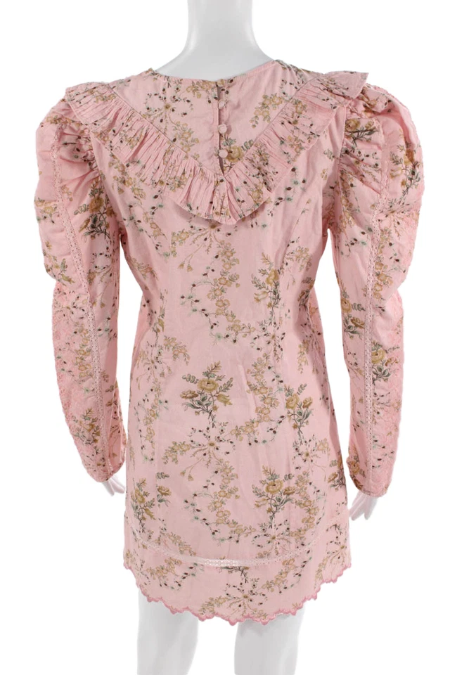 Mini vestido recto Love Shack elegante para mujer rosa floral de algodón talla 6 Foto 3 de 4