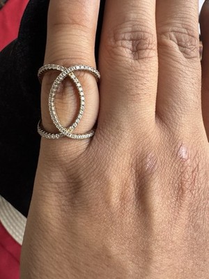 Vintage JACMEL 925 CZ China Dainty gold TONE Criss Cross 6 Ring