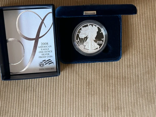 2008-W Proof $1 American Silver Eagle Box, OGP & COA