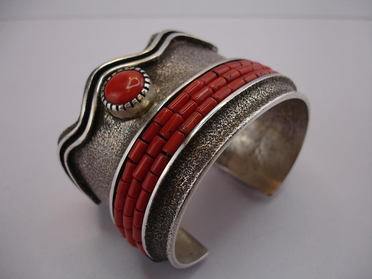 Edison Cummings Wide Statement Cuff with Coral Si… - image 1