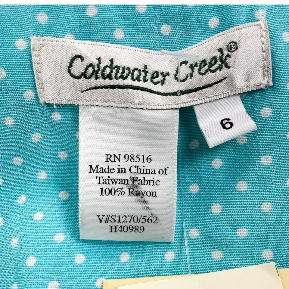 Vestido midi vintage de lunares Coldwater Creek para mujer talla 6 verde azulado Foto 3 de 4