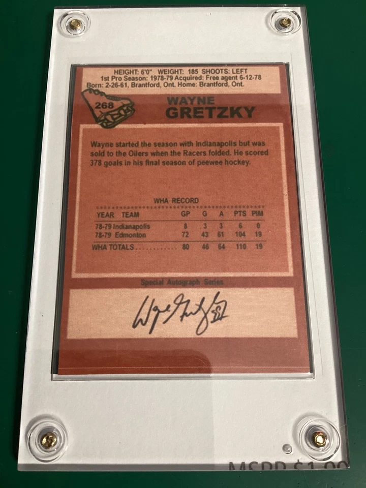 1979 Topps Wayne Gretzky Rookie Variation RC ~ Edmonton Oilers ~ Pantalla naranja Foto 4 de 4