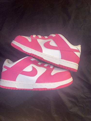 New Nike Dunk Low Barbie FB9107-102 TD Kid's Fuchsia Pink White Toddler Size 10c
