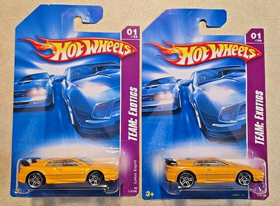 2 Mattel Hot Wheels 2008 Team Exotics #113 Yellow Lotus Esprit Cars w/ PR5 Rims