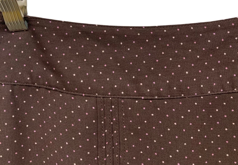 GAP Skirt Size 0 Brown Polka Dot Pleated Lined Pencil Button Zip A Line Pink - Image 4 of 4