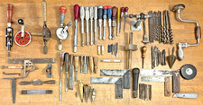 Lot of Antique Vintage Woodworking Tools -Chisels, Push Screwdrivers, Plumb Bobs