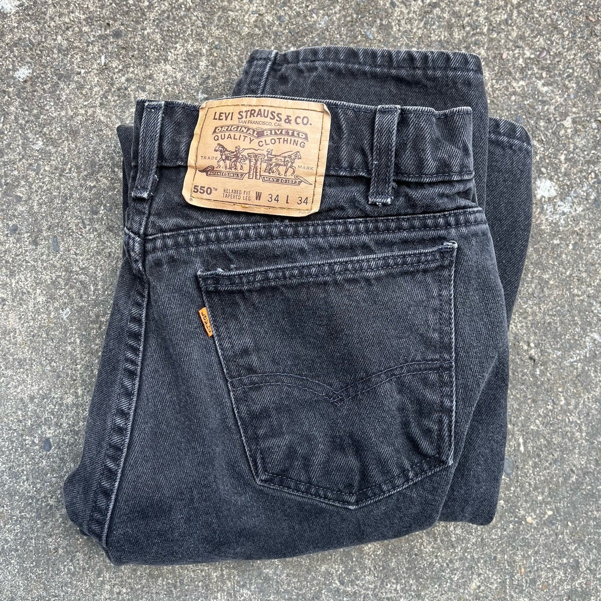 LEVIS ORANGE TAB Black 550 JEANS Vintage 90's 34x34 USA Made