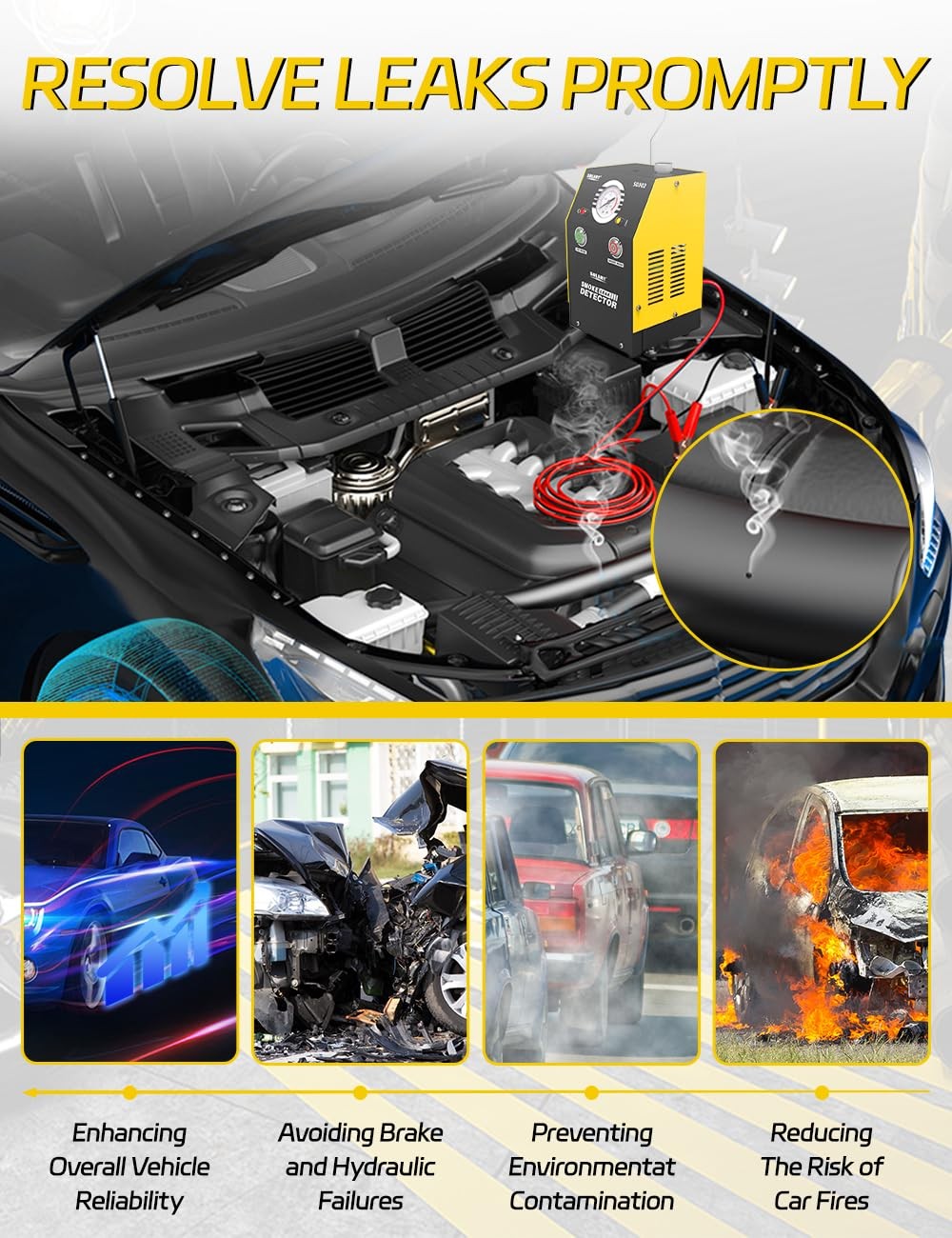 Solary Smoke Machine for Car - DC 12V EVAP Automotive Smoke Tester for Vacuum