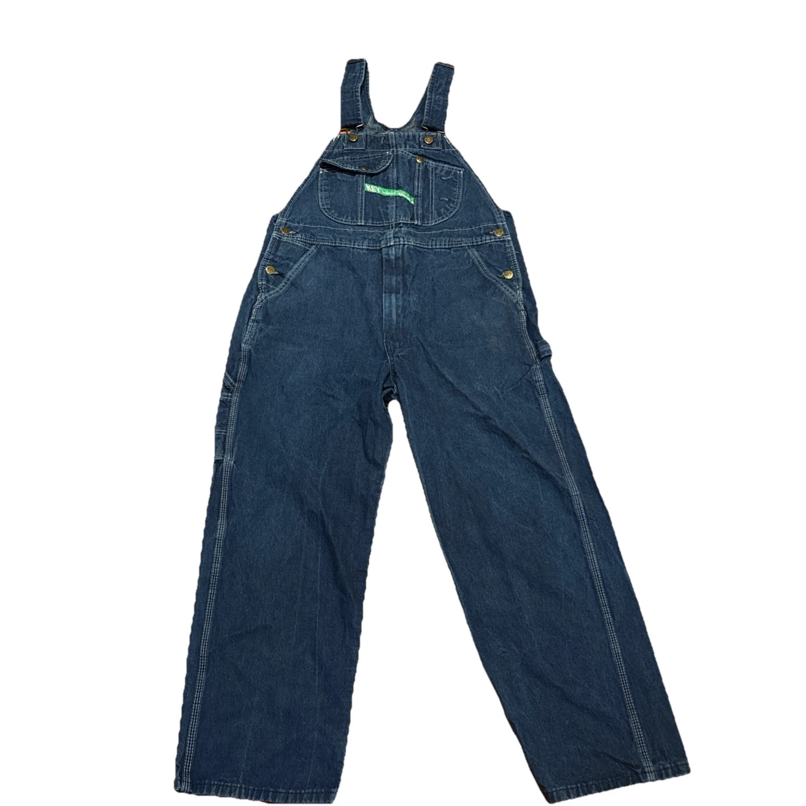 Key Imperial Men 36 X30 Carpenter Bib Overalls Dark Blue Denim Workwear Railroad