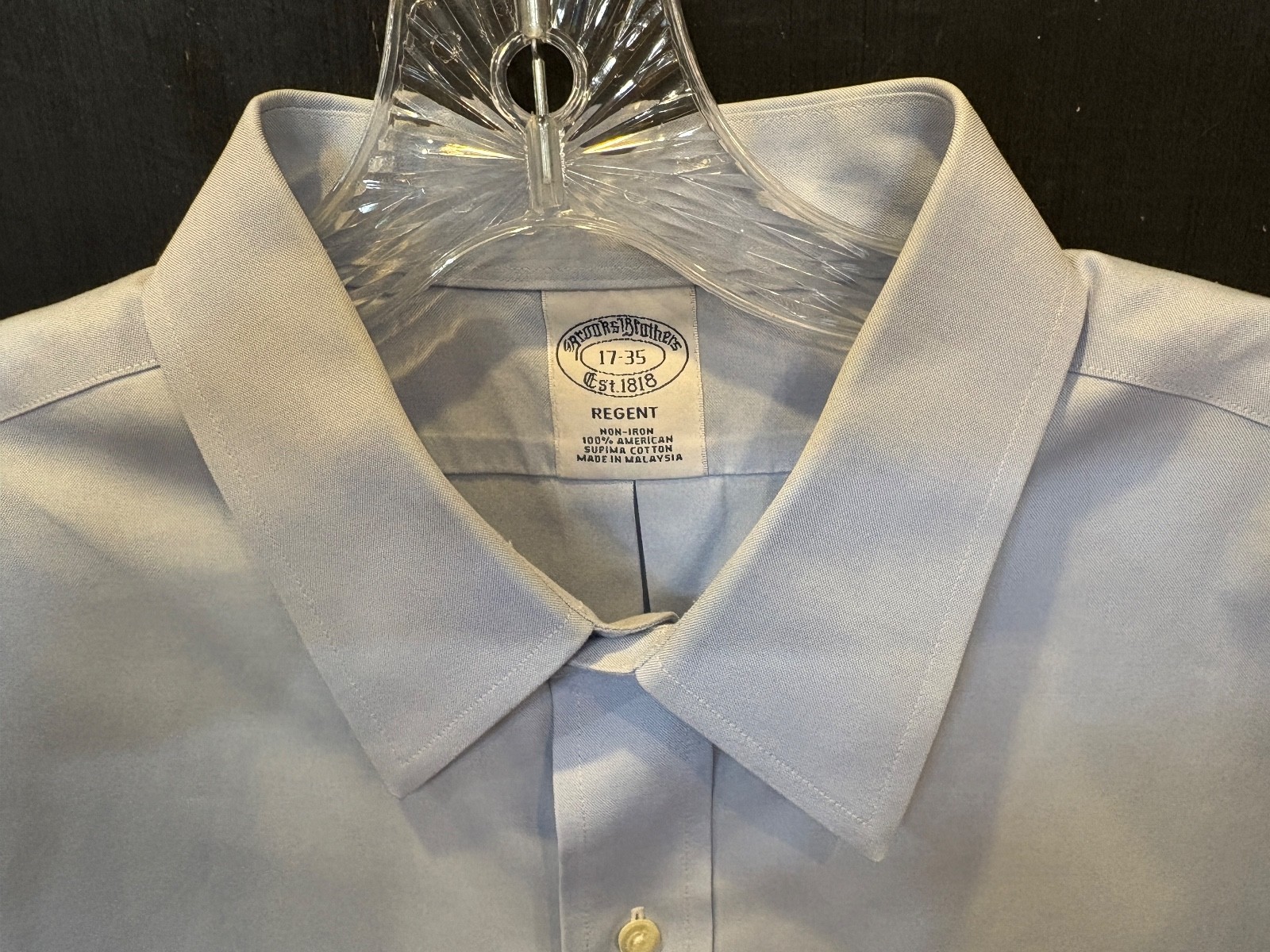 Brooks Brothers Regent Dress Shirt Men's 17 - 35 Blue Non-Iron Supima Cotton