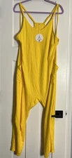 ANRABESS Baggy Oversized Jumpsuit Medium Casual Sleeveless Yellow Barrel Leg