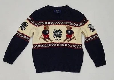 Polo Ralph Lauren Polo Bear Ski Sweater Knit Wool Size S Women