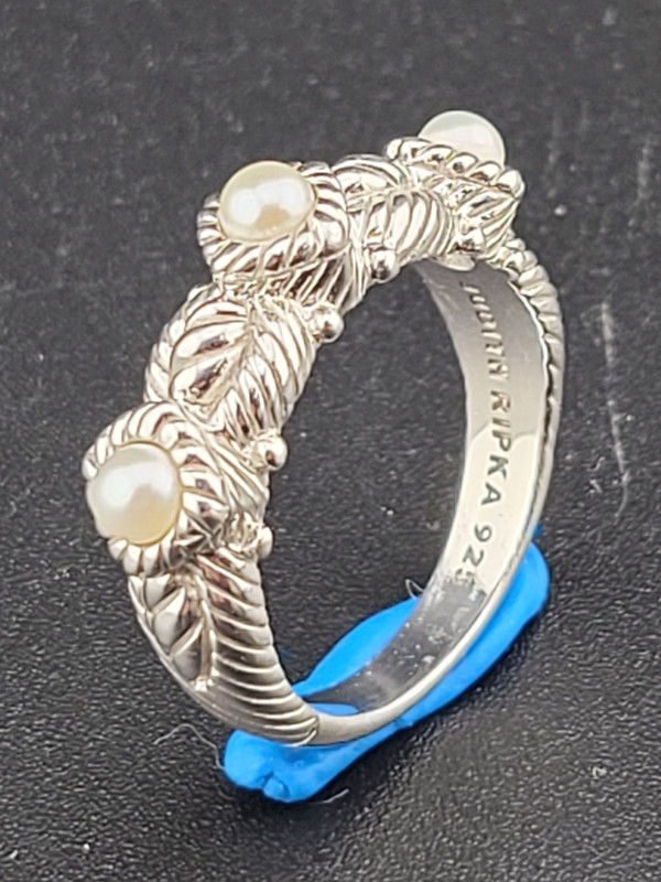 QVC Judith Ripka Sterling Silver 925 Pearl Roper Wedding Band Ring Sz7