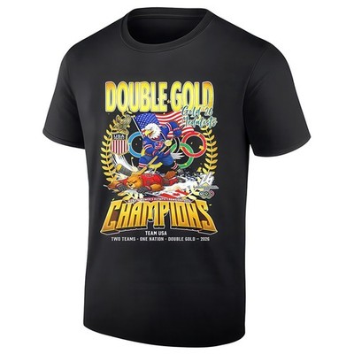USA Men's Olympic Hockey Two Team One Nation Double Gold 2026 Champions T-Shirt
