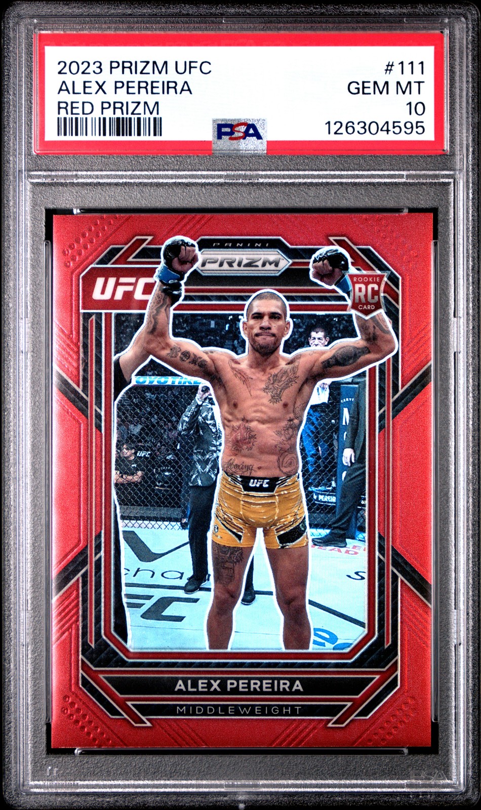 2023 PANINI PRIZM UFC RED PRIZM #111 ALEX PEREIRA 184/199 PSA 10