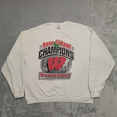 #ad Wisconsin Badgers Sweatshirt Mens XL White 1999 Rose Bowl VTG Made In The USA $34.99