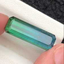 11 Ct Bi-Color Afghan Tourmaline Emerald Cut ? Rare Indicolite & Green Tourmalin