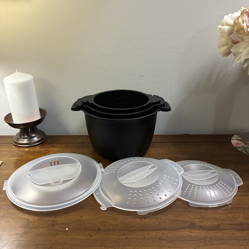 Lot Of 3 The Pampered Chef Microwave Steamer Cookware W Lids 3 Sizes - Picture 15 of 15