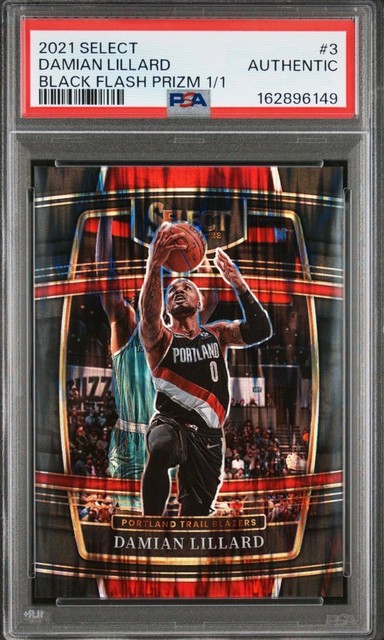 2021-22 Panini Select #3 Damian Lillard Black Flash Prizm 1/1