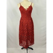 ASTR the Label Lace Dress Red Rust Medium Midi A Line Lined