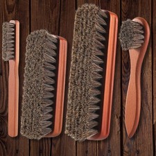 4 Pcs Shoe Brush, Boot Brush, Horse Hair Brush for Leather, Shoe Polish Brush.