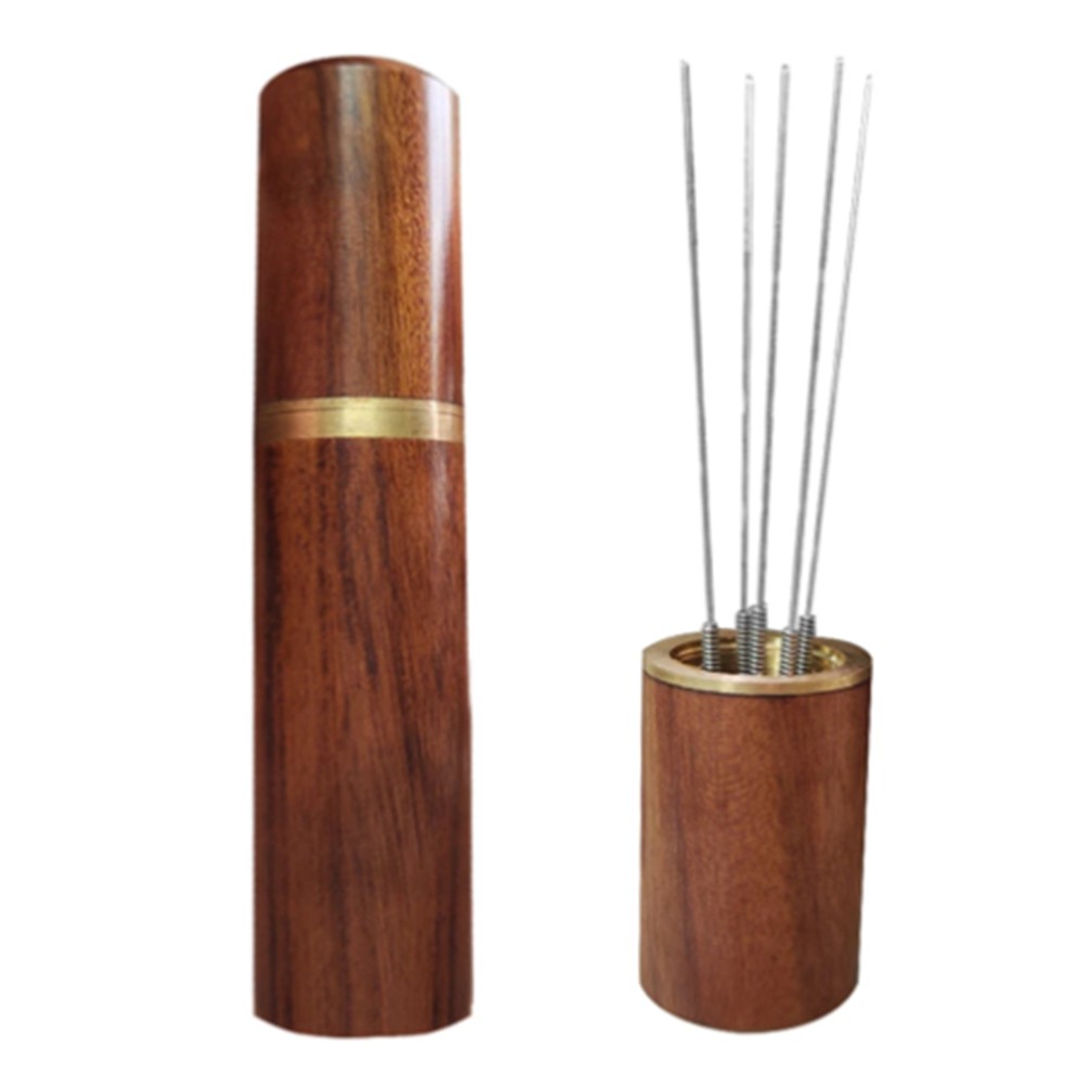 Coffee Tamper Stainless Steel Needles Wood Handle Espresso Powder Stirrer7421