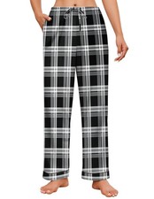 Ekouaer Womens Pajamas Pant Soft Drawstring Pjs Medium, Black and White Plaid