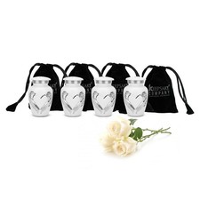 's White Small Urns for Human Ashes - Angel Wings Mini Urns - Cremation Keeps...
