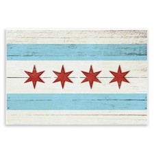 Chicago Flag Distressed Wood Look Wall Plaque, 10 x 15, Design by Artist Daph...