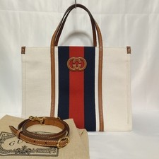 Borsa a tracolla Gucci Sherry Line Interlocking G in tela bianca a 2 vie 727721