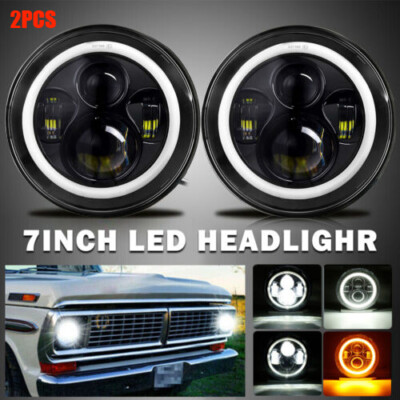 2X 7'' LED Scheinwerfer Amber Blinker Für 53-1977 Ford F-100 F-250 F-350 Pickup