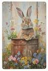 Metal Art, Vintage Rabbit Garden Wall Art- Rustic Bunny Wall Art, Multi-Purpose